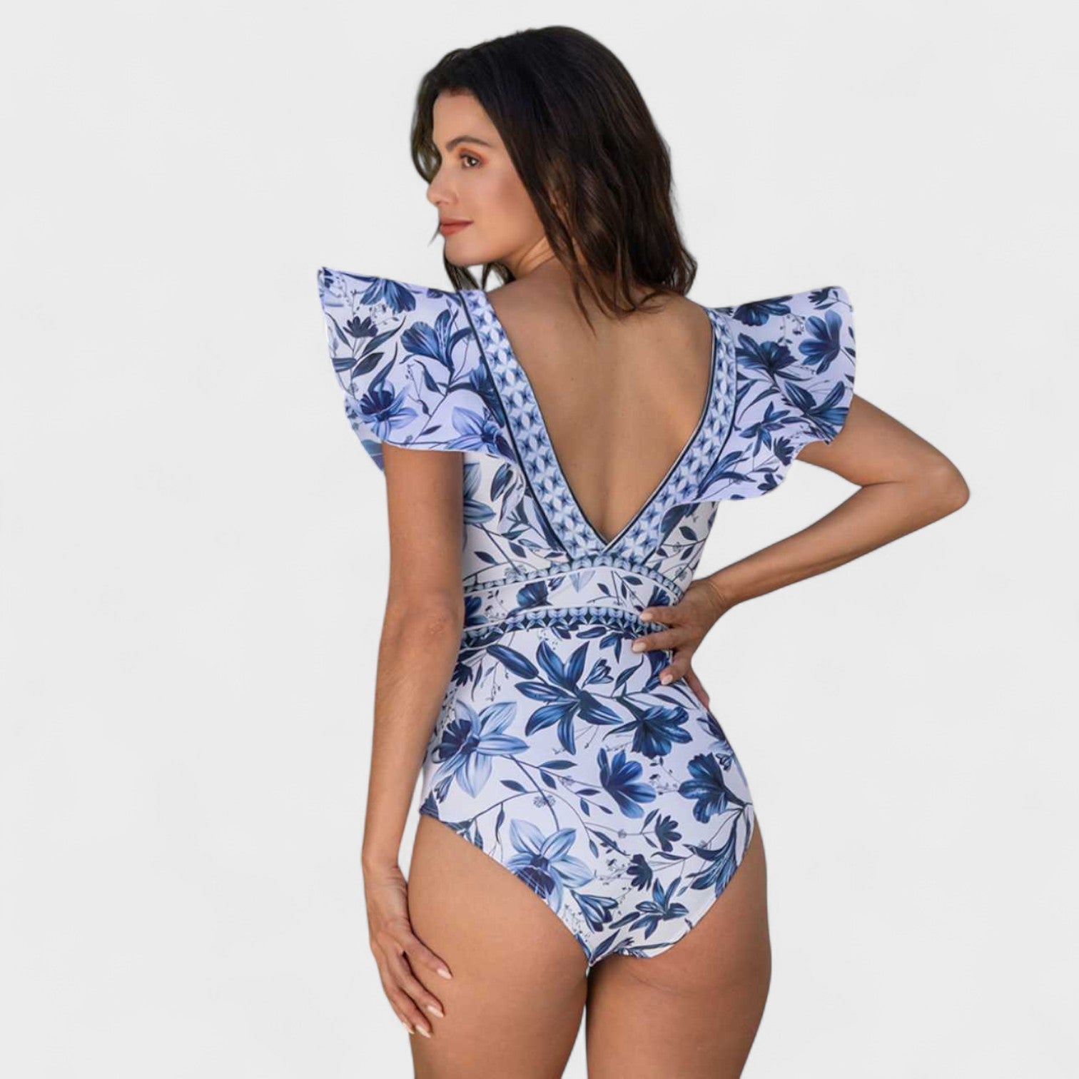 Conjunto Floral Mediterráneo – Bañador con Falda a Juego