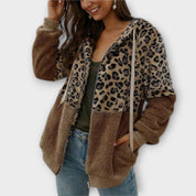 Lea – Sudadera con Capucha de Forro Polar y Diseño de Leopardo