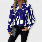 Blusa Elegante de Manga Larga con Escote en V