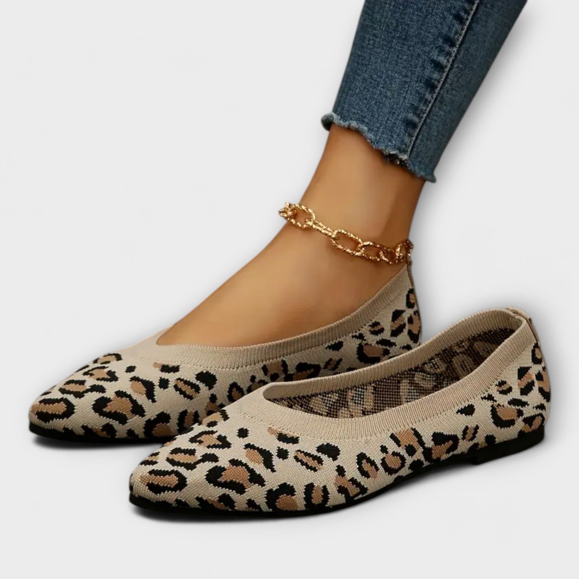Bailarinas de encaje con estampado de leopardo