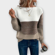 Clara – Elegante Suéter Patchwork en Tres Colores
