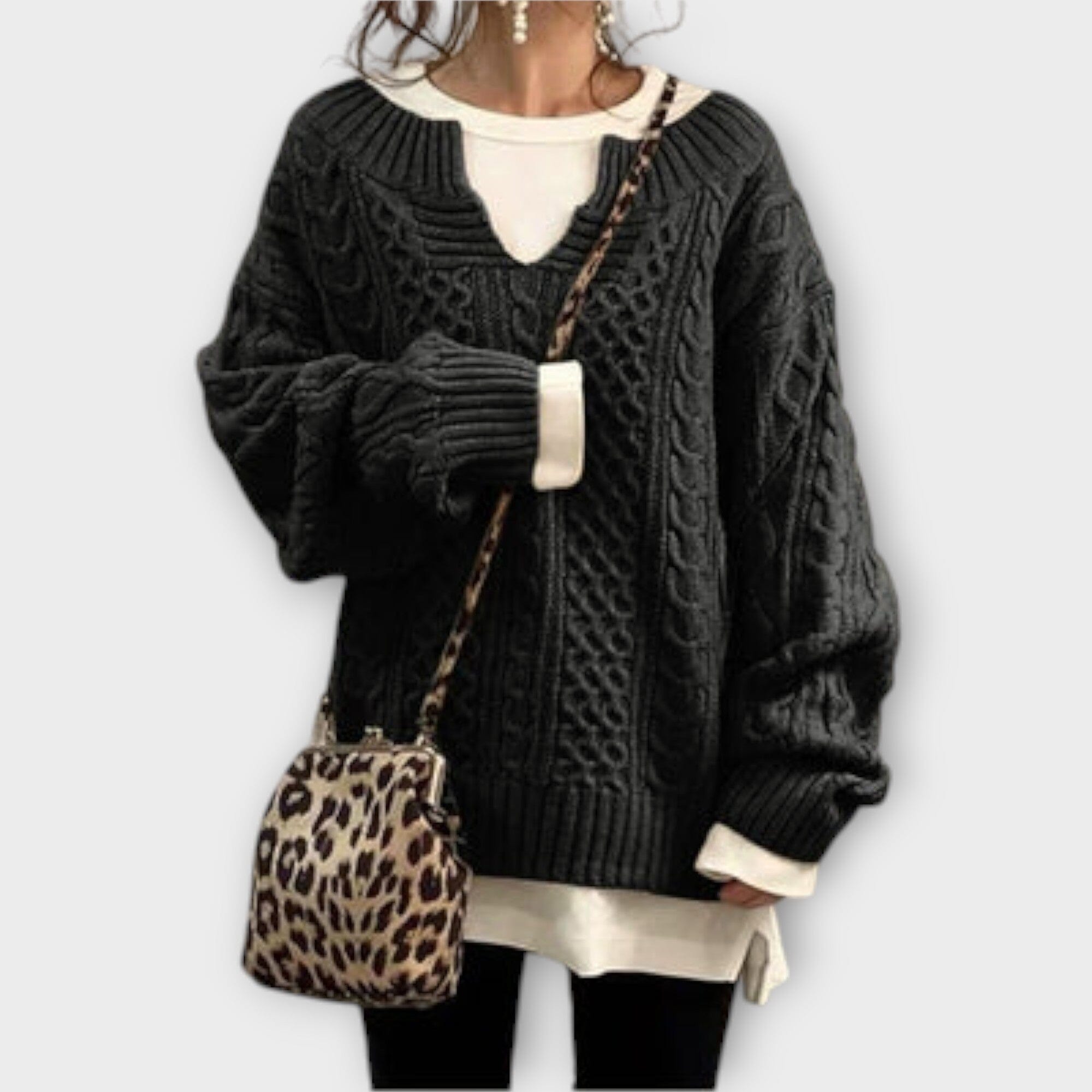 Suéter de Punto Oversize con Diseño de Trenza
