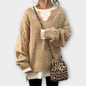 Suéter de Punto Oversize con Diseño de Trenza