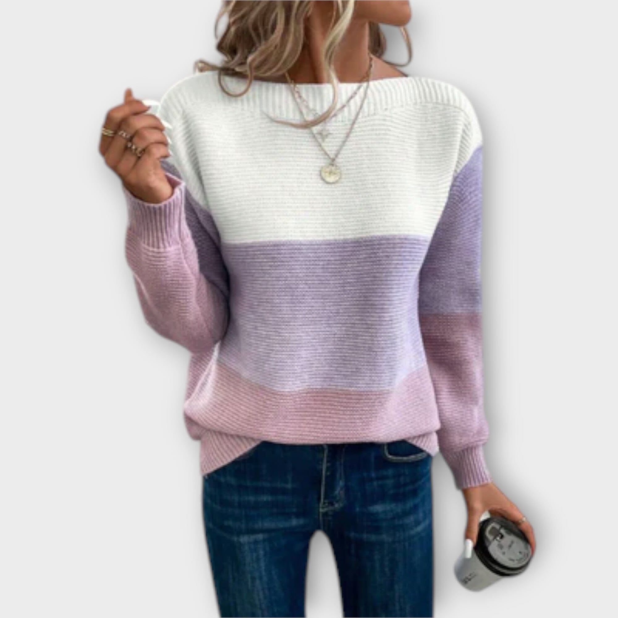Clara – Elegante Suéter Patchwork en Tres Colores