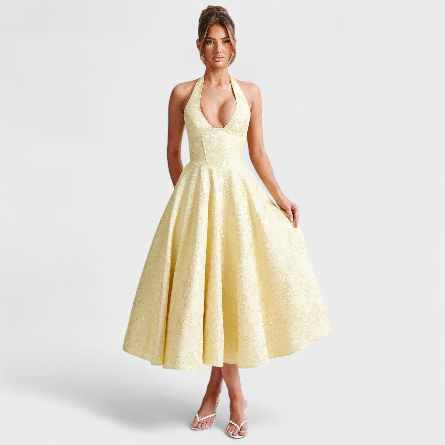 Halina – Vestido Midi Corset con Vuelo