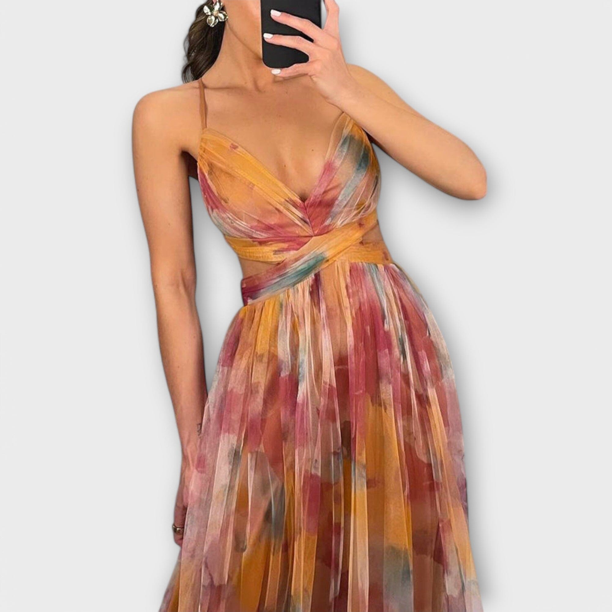 Annai – Vestido largo de malla: elegante y que realza la figura