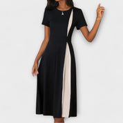 Hanne – Vestido midi en blanco y negro