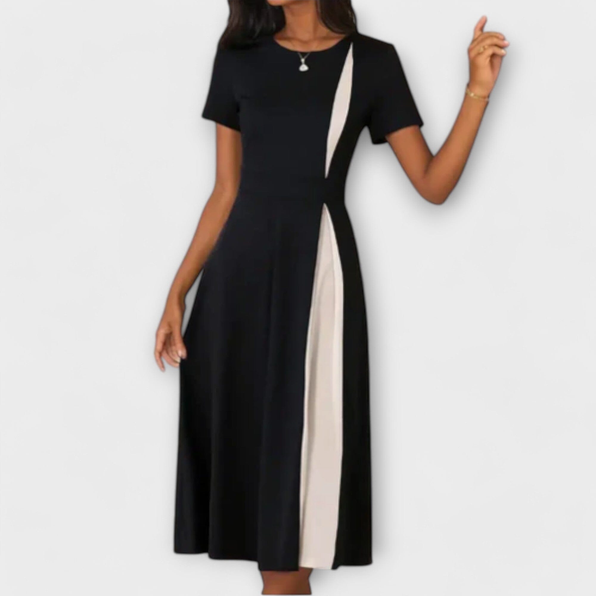 Hanne – Vestido midi en blanco y negro