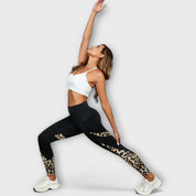 Pantalón de entrenamiento de talle alto con estampado de leopardo