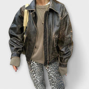 Chandra – Jeans vintage con estampado de leopardo