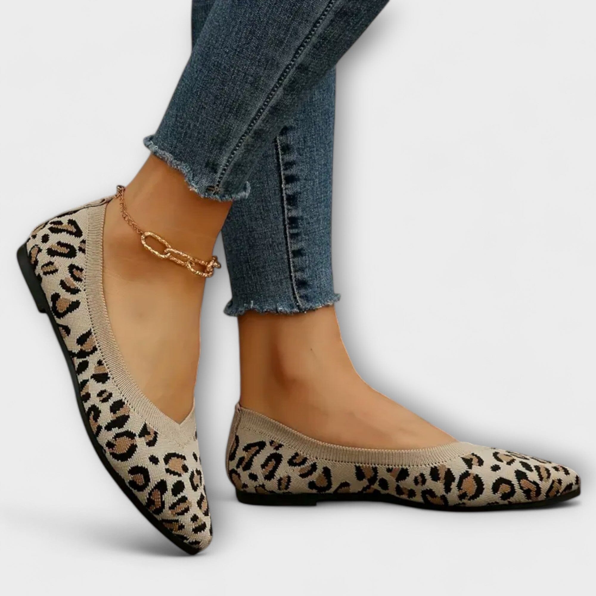 Bailarinas de encaje con estampado de leopardo