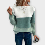 Clara – Elegante Suéter Patchwork en Tres Colores