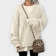 Suéter de Punto Oversize con Diseño de Trenza