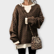Suéter de Punto Oversize con Diseño de Trenza