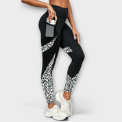 Pantalón de entrenamiento de talle alto con estampado de leopardo
