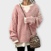 Suéter de Punto Oversize con Diseño de Trenza