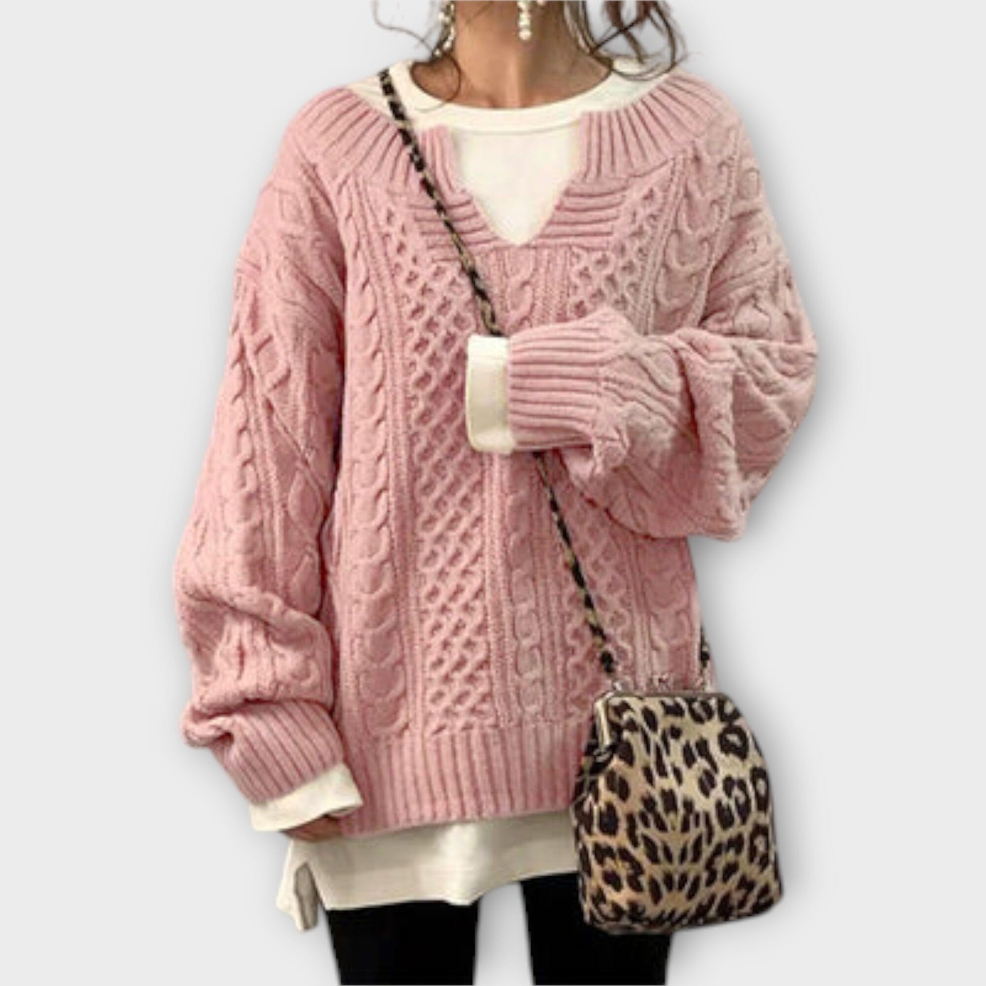 Suéter de Punto Oversize con Diseño de Trenza