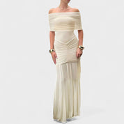Vittoria – Vestido Largo de Malla con Hombros Descubiertos