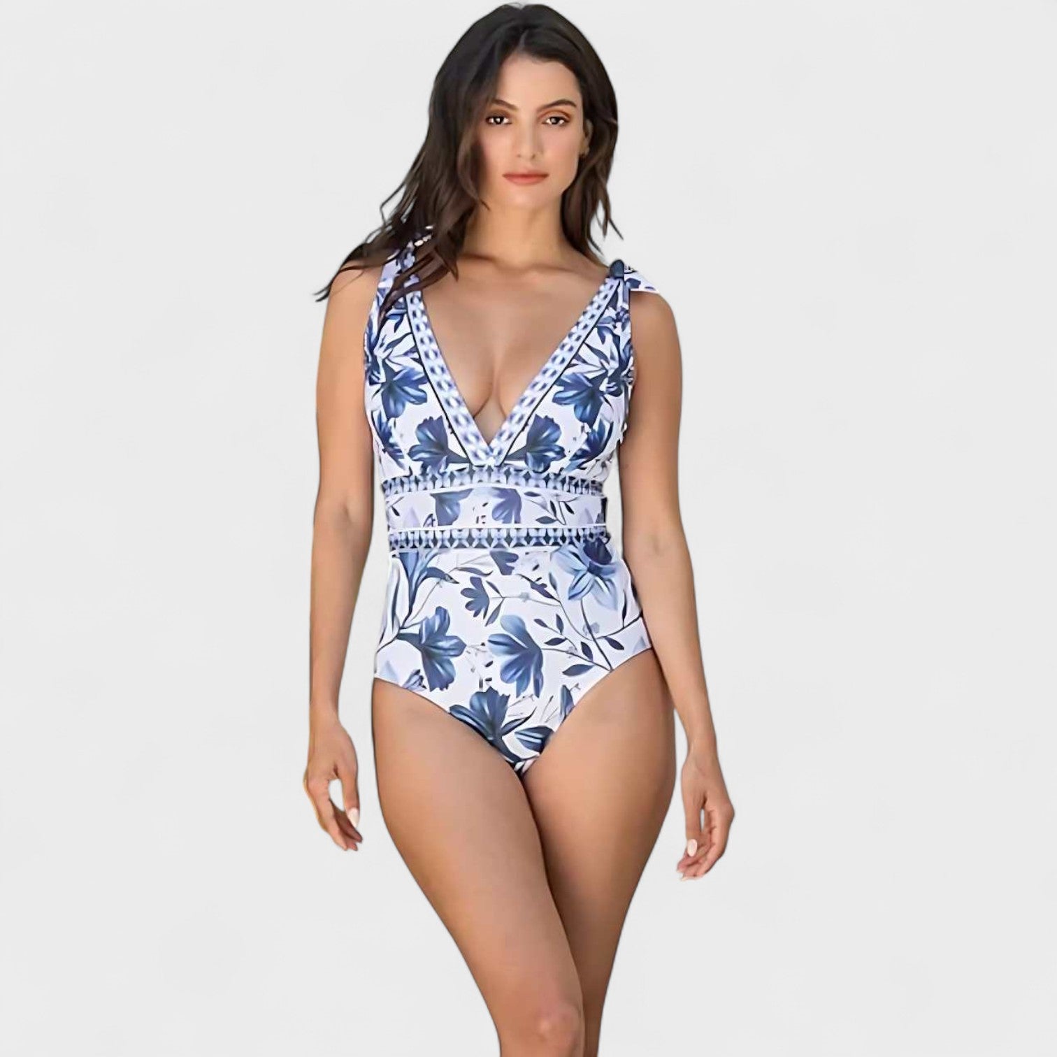 Conjunto Floral Mediterráneo – Bañador con Falda a Juego