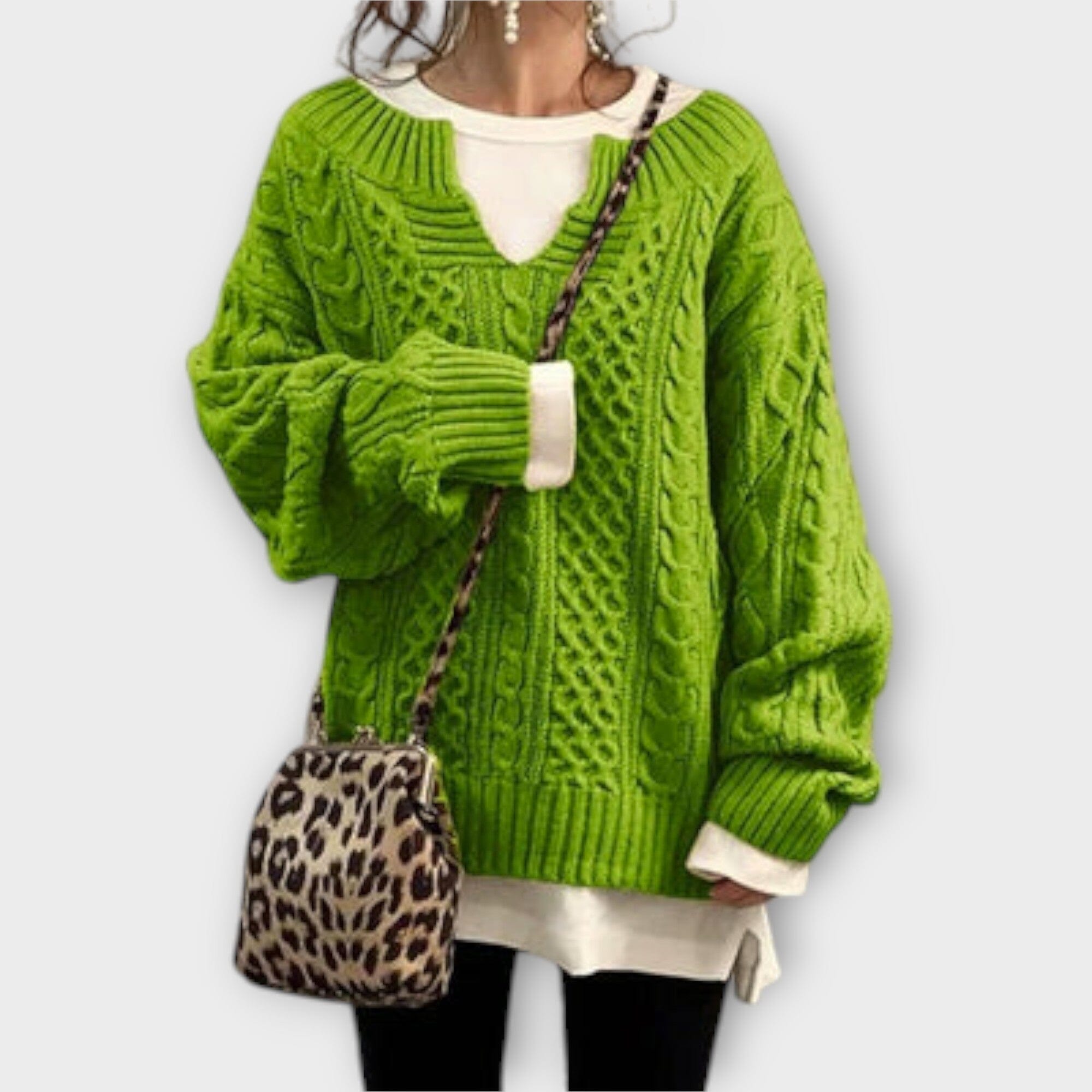 Suéter de Punto Oversize con Diseño de Trenza