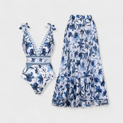Conjunto Floral Mediterráneo – Bañador con Falda a Juego