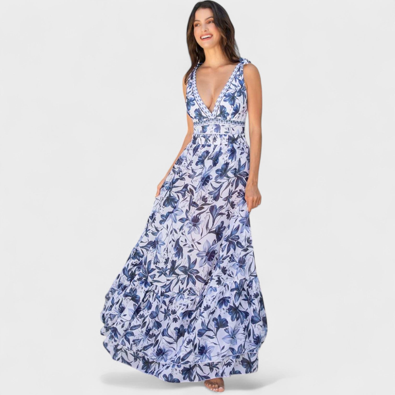 Conjunto Floral Mediterráneo – Bañador con Falda a Juego