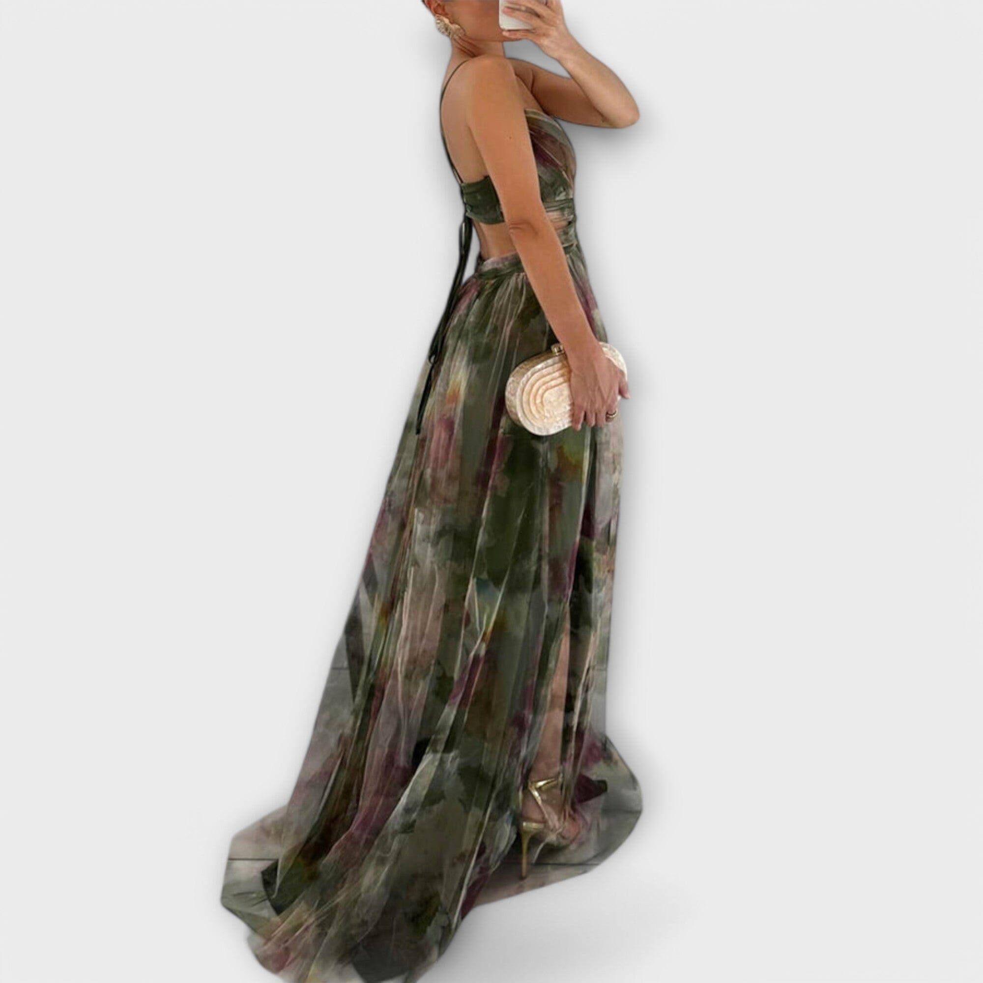 Annai – Vestido largo de malla: elegante y que realza la figura