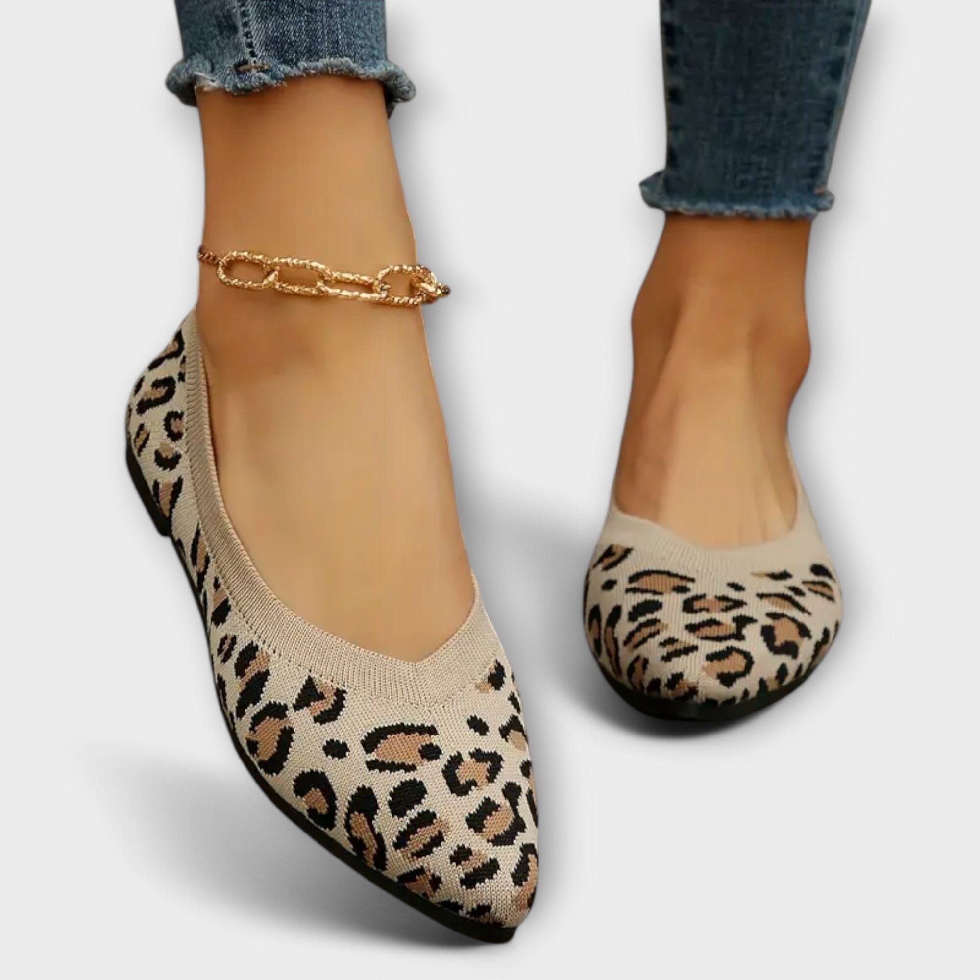 Bailarinas de encaje con estampado de leopardo