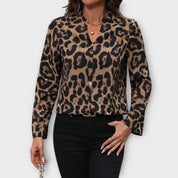Blusa Casual de Leopardo con Escote