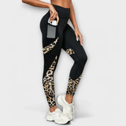 Pantalón de entrenamiento de talle alto con estampado de leopardo